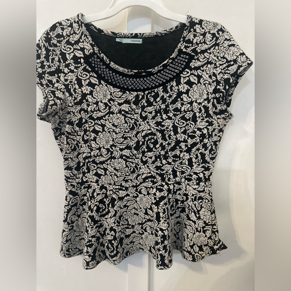 Maurices Black and White Floral Blouse
